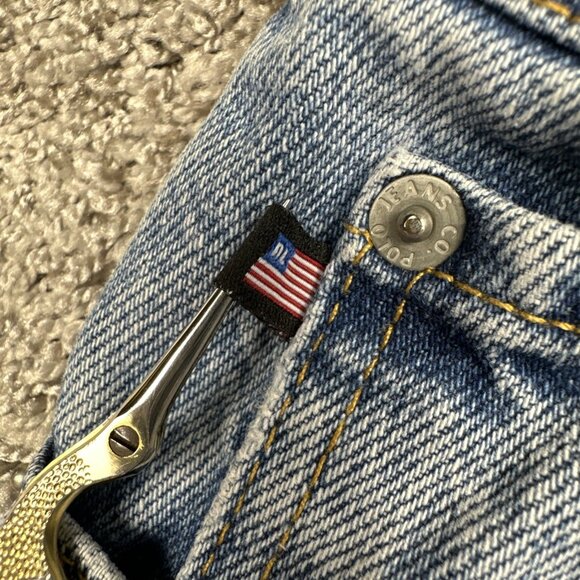 Vintage Polo Jeans Co Ralph Lauren 14 Saturday Jean Light Wash USA Flag‎ Y2K - Picture 5 of 11